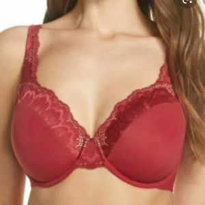 True and Co. Underwire Unlined Lace Trim Full Cover Bra